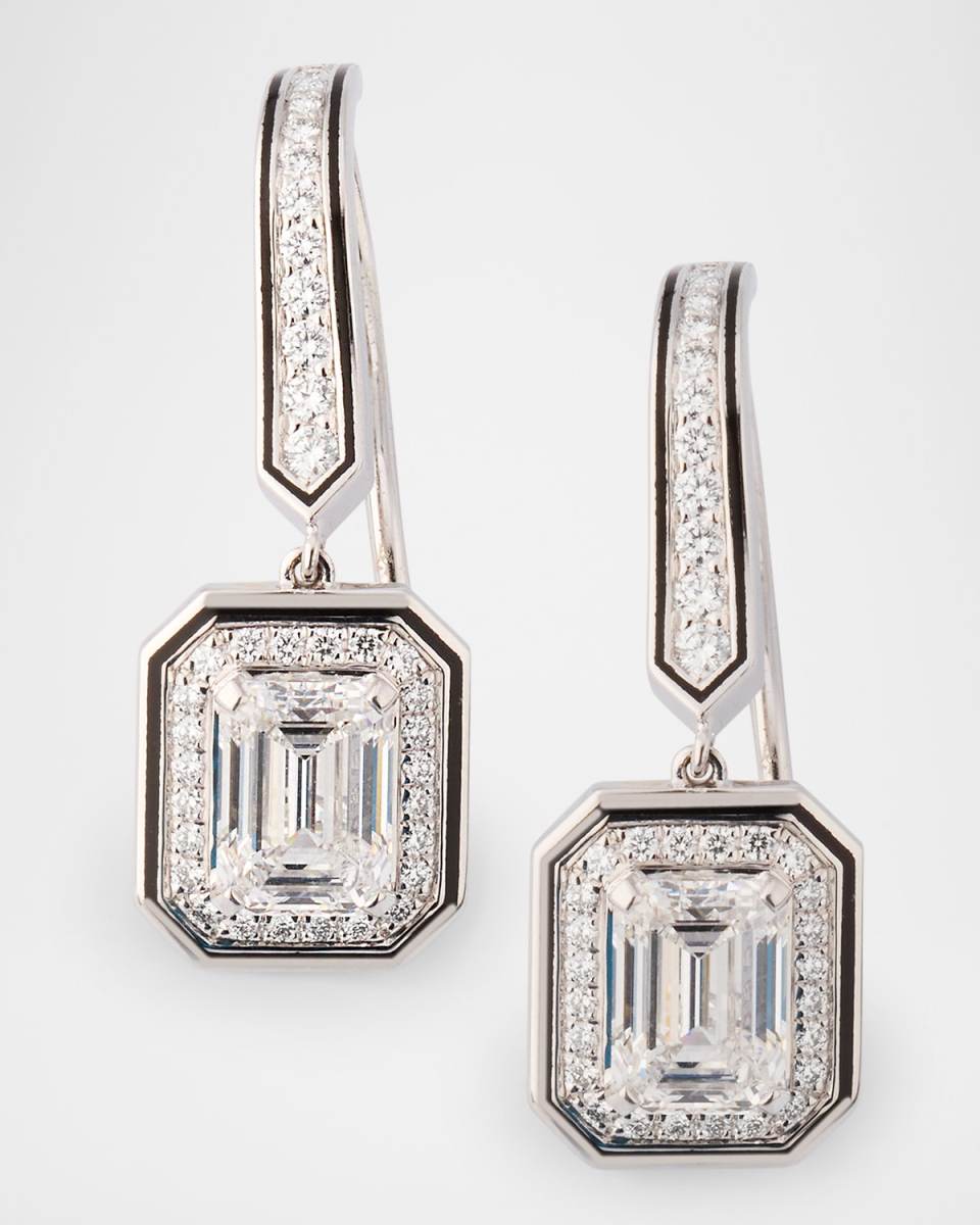 Vendome Lisere 18K White Gold Emerald Cut Diamond Sleeper Earrings